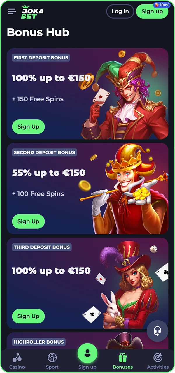 Explore the bonuses on the Jokabet casino app.