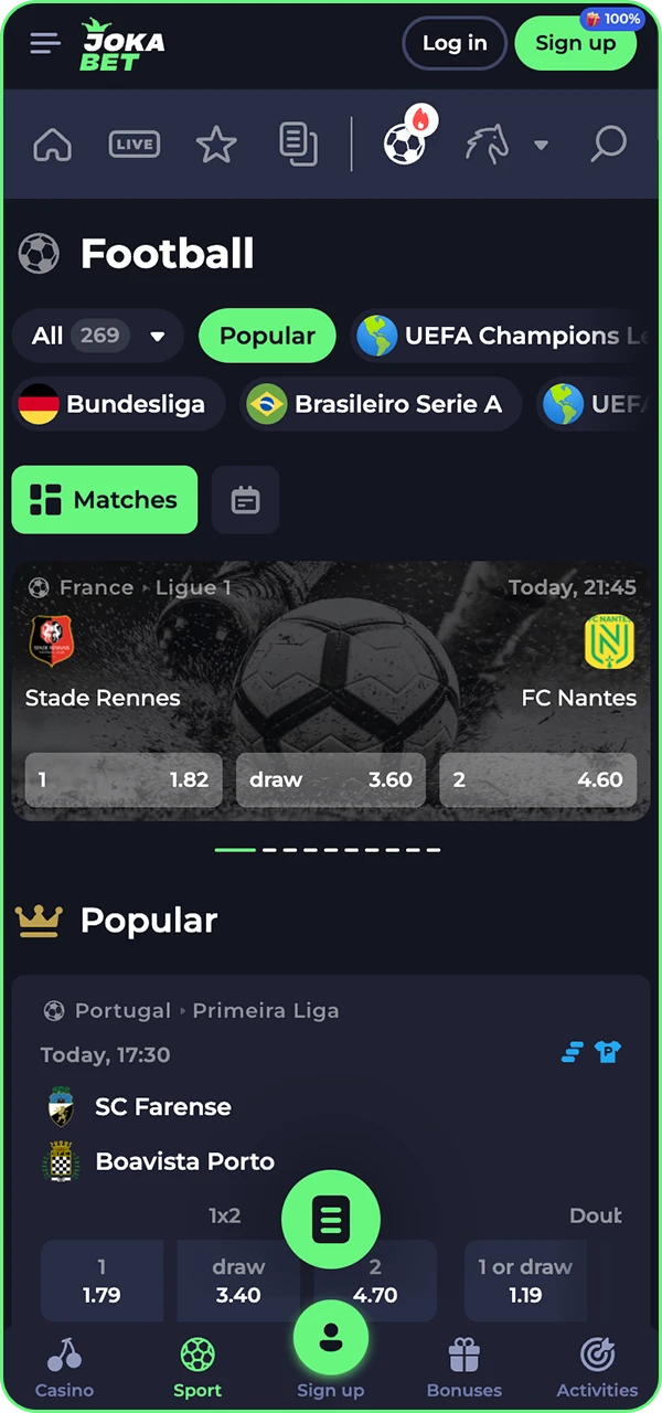 Enjoy sports betting with the Jokabet casino app.