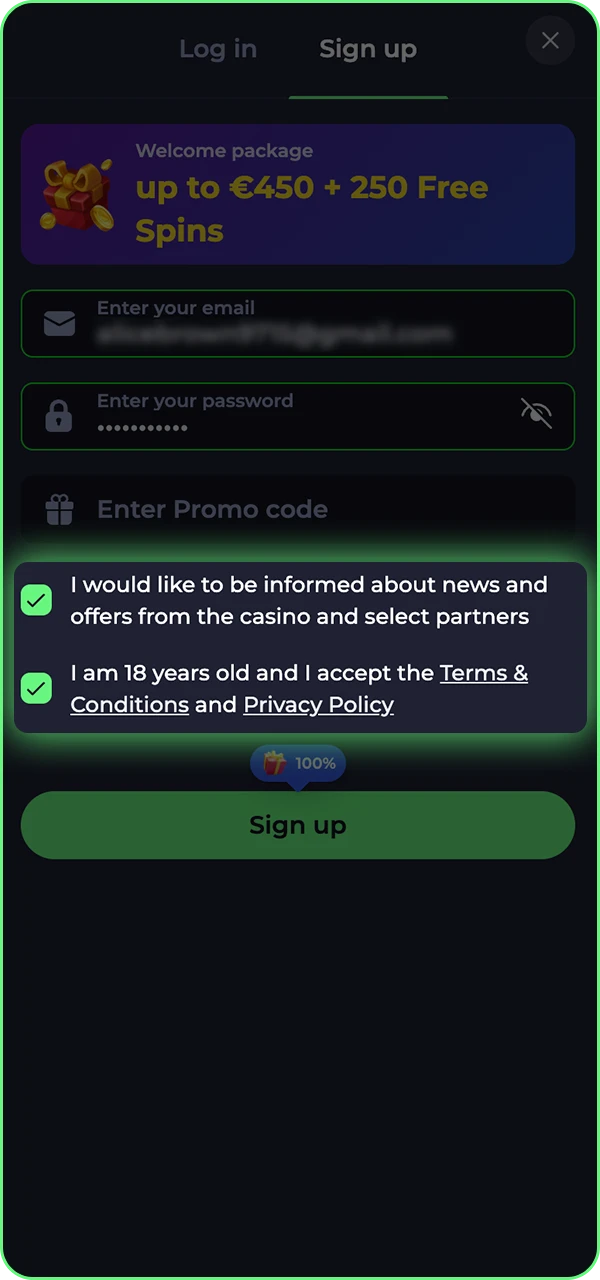 Learn how to check the boxes to agree to the Jokabet platform's terms.