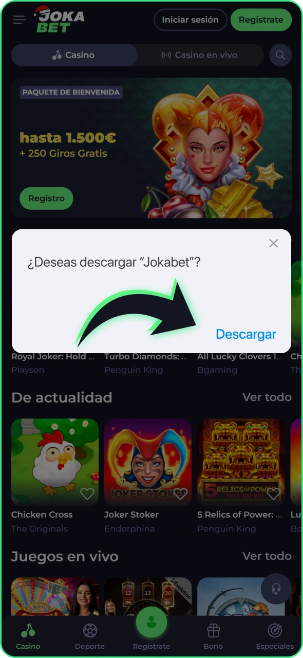 Descarga la última aplicación de Jokabet para iOS.