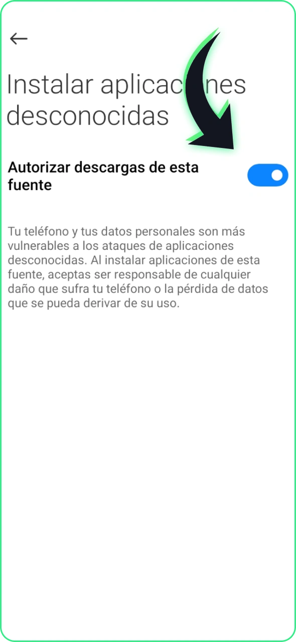 Permite la instalación desde fuentes desconocidas para obtener la aplicación de Android de Jokabet.