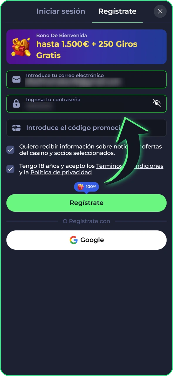 Si tienes un código promocional, introdúcelo en el formulario de registro de Jokabet.