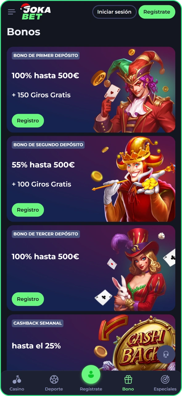 Consigue bonificaciones de Jokabet y benefíciate aún más de los juegos.