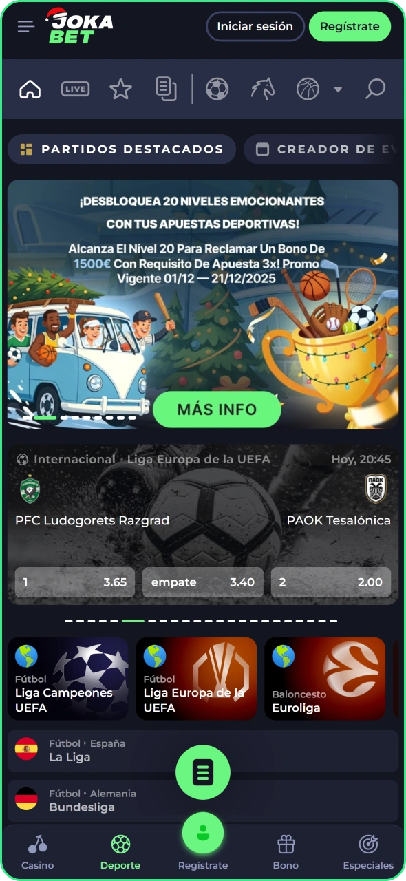 Apuesta en torneos deportivos en Jokabet.