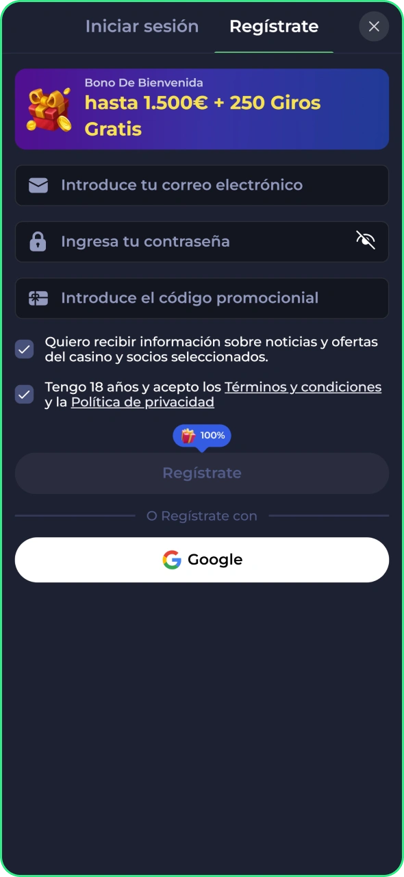 Crea una cuenta para empezar a jugar en Jokabet Casino.